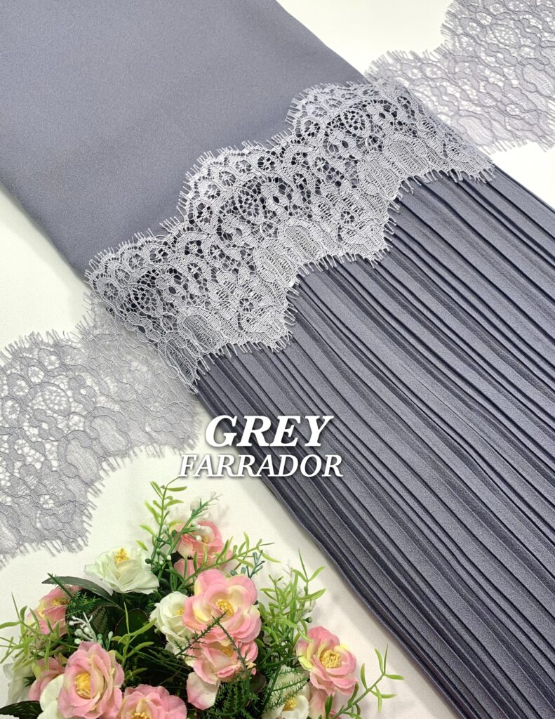 set pleated grey lace b
